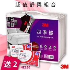 開學季【3M】 NZ250四季被 標準雙人 送 3M防蹣枕頭標準型2入 台灣製造 棉被 暖被 枕頭