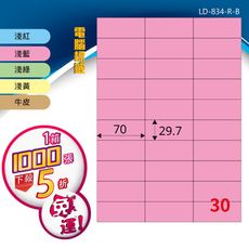 【longder龍德】電腦標籤紙 30格 LD-834-C-B 五色可選 1000張 影印 雷射