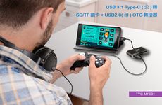 TCSTAR TYPE-C轉SD/TF讀卡/USB2.0轉接器 黑-TYC-MF001BK
