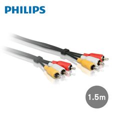 【PHILIPS 飛利浦】 1.5m 2RCA立體音源線(紅白黃) SWV2532W/10