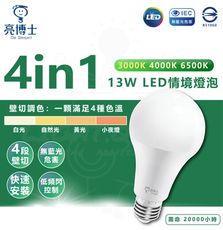 【亮博士】13W LED 4in1 情境燈泡 調光燈泡 壁切燈泡 4段調光(四段色溫 壁切調光)