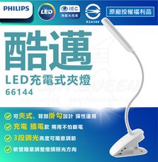 Philips 飛利浦 單入 66144 酷邁充電夾燈 LED 夾子燈(拆封福利品)