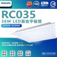 Philips 飛利浦 RC035 36W LED 易省平板燈 辦公室燈具 輕鋼架燈 白光/自然光