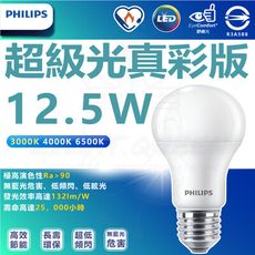 【Philips 飛利浦】12.5W LED 超級光 真彩版 球泡燈 燈泡（白光/中性光/黃光）