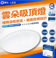 DanceLight 舞光 LED 12W 高光效 LED 雲朵薄型吸頂燈防塵防蟲卡扣安裝 超薄設計