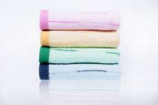 [MIT-TOWEL}彩條前漂毛巾(免運;無偶氮漂染故無毒 ;採32s/2紗編織 超耐用)