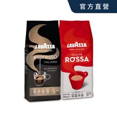 【LAVAZZA】紅牌rossa咖啡豆+黑牌espress咖啡豆(250g/袋)*2