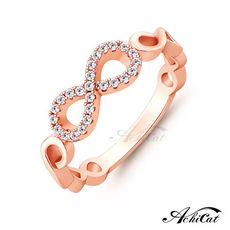 AchiCat 925純銀戒指 美的極限 晶鑽戒指 無限造型 線戒 淑女尾戒 AS8041