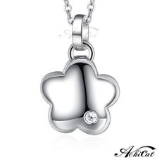 AchiCat 鋼項鍊 珠寶白鋼 立體小花 小花項鍊 單鑽項鍊 女項鍊 鎖骨鍊 生日禮物C1544