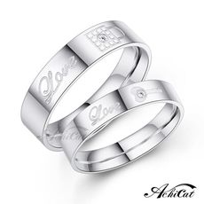AchiCat 情侶戒指 白鋼戒指 開啟真心 LOVE 鎖頭鑰匙 對戒 單個價格 A8053