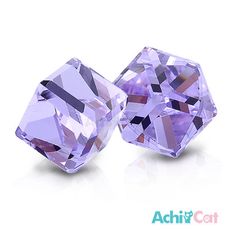 AchiCat 鋼耳環 絢麗方塊 抗過敏鋼耳針 採用施華洛世奇水晶元素 浪漫紫 G604