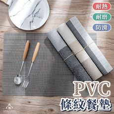 (台中 可愛小舖) PVC條紋餐墊 歐式簡約餐墊 隔熱墊 餐桌墊 免洗環保餐墊 西餐墊 桌墊