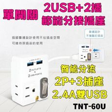 【聖岡科技】節能單開關2USB+2插節能分接器 2P+3P壁插 節能插座 延長線