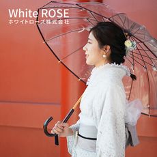 White Rose｜300年日本老舖 職人高級樺木透明傘 (小・十六夜櫻) 日本皇室宮內廳御用