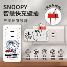 【正版授權】SNOOPY史努比 PD+QC智慧快充壁插 (附紅屋造型防塵塞)