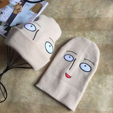 韓版可愛搞怪黑色針織帽毛線帽子男女韓國秋冬季保暖套頭帽潮冬天1入 -