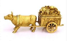 樸器銅牛擺件金錢牛家居風水裝飾工藝品牛拉車客廳擺設