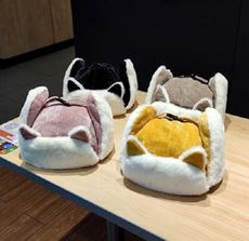 可愛貓耳朵加絨加厚護耳雪地棉帽