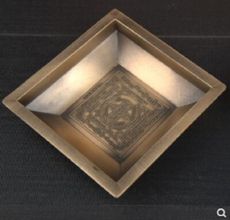 方型煙供盤火供盤 施食盤 焦煙中陰解脫咒輪 壇城煙供爐 青銅小號 -