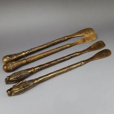 古玩雜項收藏 純銅鞋拔子 龍頭.壽星鞋拔子古玩銅器收藏工藝禮品 -