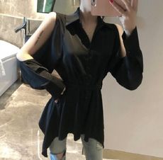 性感露肩後背繫帶上衣