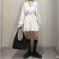 復古顯瘦寬鬆收腰A字裙