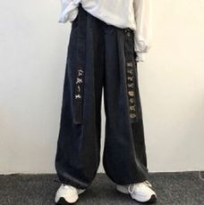 百搭燈芯絨束腳高腰闊腿休閒褲