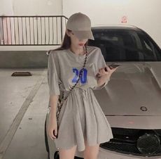 收腰顯瘦短袖連衣裙
