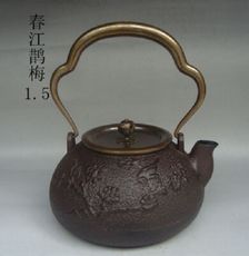 鑄鐵茶壺純手工南部鐵器燒水生鐵壺鵲梅1.4銅蓋銅梁老鐵壺茶具