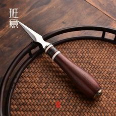 普洱茶刀茶針茶錐不銹鋼黑檀木手工茶刀實木茶針黑茶茶刀茶具配件1入 -