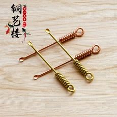 純銅挖耳勺手工黃銅紫銅掏耳勺創意個性隨身鑰匙掛件耳朵清潔工具1入 -