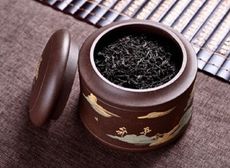 宜興紫砂茶葉罐中號手工密封茶葉罐泥繪醒茶器存茶茶缸茶盒