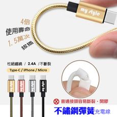 2.4A不鏽鋼金屬彈簧快充傳輸線【1米】