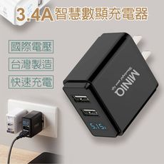 【MIT快搶】台灣製造 MINIQ 3.4A智慧型數字顯示充電器 最大輸出17W