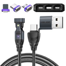 FC3029 第12代 PD240W 16PIN磁吸180度旋轉頭快充線 1M 車內可用(附三款磁吸
