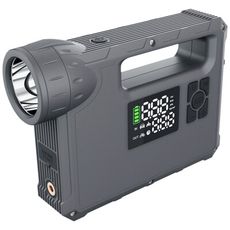 VPS-16 多合一功能帶數顯螢幕照明燈應急電動胎壓打氣機/汽車啟動/USB快充行動電源 16000