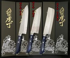 訓平作 三德刀 大馬士革刀 廚刀 菜刀 牛刀 日式薄刃 料理刀 切菜刀 職人刀 口金 藍柄三德刀