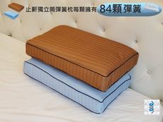 【富郁床墊】4D透氣獨立筒枕頭 (止鼾獨立筒彈簧枕(藍色)【台灣獨家直營工廠彈簧鍍鋅鋼線84顆彈簧】