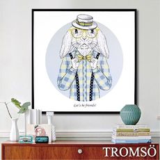 TROMSO北歐時代 風尚有框畫-紳士小兔-WA005(50x50cm)/清新插畫兒童房