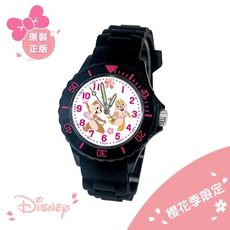 【Disney迪士尼】奇奇蒂蒂 運動彩帶手錶_黑(正版授權/櫻花季限定)