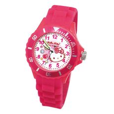 【三麗鷗Sanrio】桃紅寶石Hello Kitty 兒童運動彩帶手錶(正版授權)