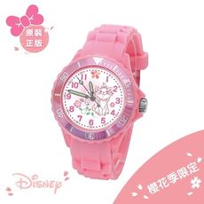 【Disney迪士尼】瑪麗貓 運動彩帶手錶_粉(正版授權/櫻花季限定)