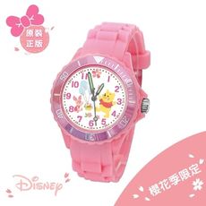 【Disney迪士尼】小熊維尼 櫻花季限定運動彩帶手錶_粉(正版授權/中型)