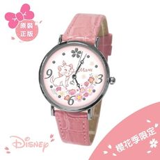 【Disney迪士尼】瑪麗貓 粉嫩皮帶手錶(正版授權/櫻花季限定)