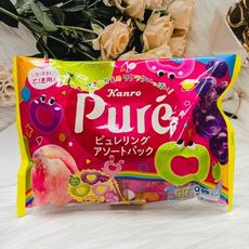 ☆潼漾小舖☆日本 Kanro 甘樂 Pure 水果味軟糖 心型軟糖 9袋入 蘋果/葡萄/柑橘 三角包