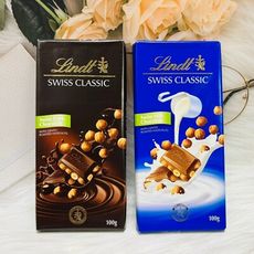 ☆潼漾小舖☆ 瑞士蓮 Lindt 經典榛果 黑巧克力/牛奶巧克力 100g 兩種風味供選