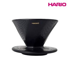 HARIO α 阿爾法 蛇紋 錐形凹肋陶瓷濾杯-01黑