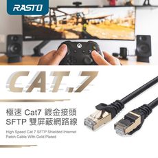 【2入組】RASTO REC7 極速 Cat7 鍍金接頭SFTP雙屏蔽網路線-1.5M