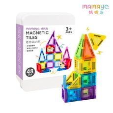 【mamayo】透光迷你磁力片(48pcs/隨身攜帶款/建構式玩具/附鐵盒及說明書)