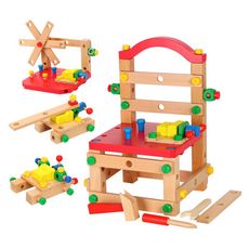 【孩子國】多功能木製螺絲拆裝工具椅/魯班椅/螺母組裝玩具